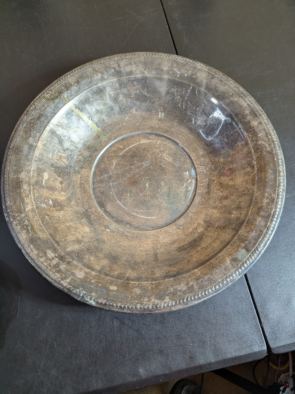 Vintage Silver-Tone Decorative Serving Bowl
